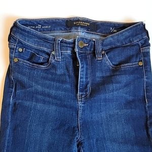 Liverpool Los Angeles. High Rise Jeans. Ankle Skinny. Dark Blue Wash. Blue Jeans